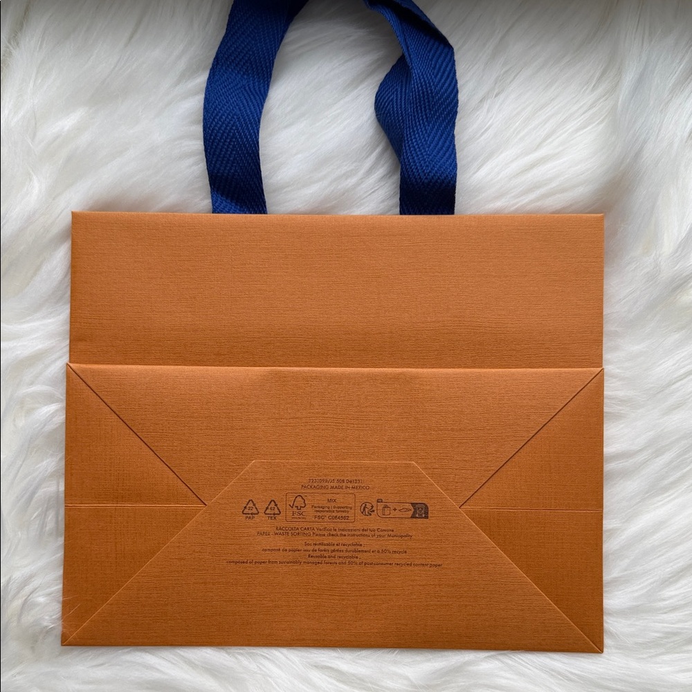 Louis Vuitton Orange Shopping Bag with Blue Handles - Picture 3 of 11